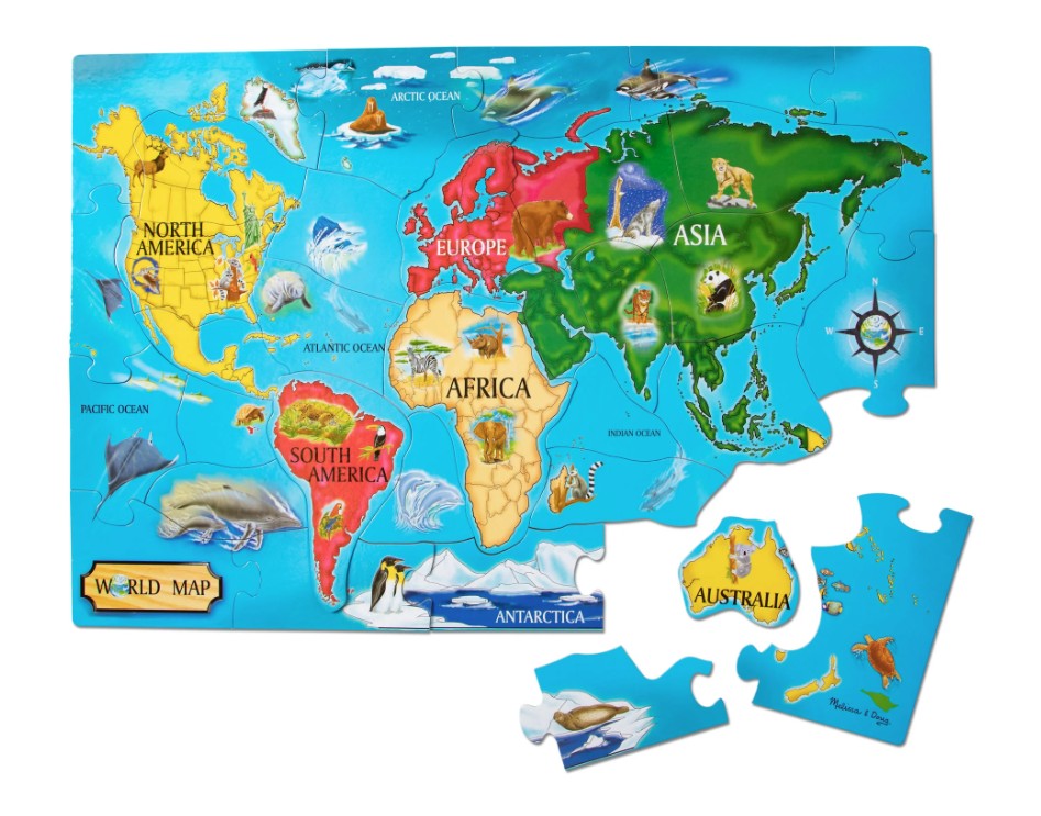 Melissa & Doug - World Map Floor Puzzle 33 Pieces