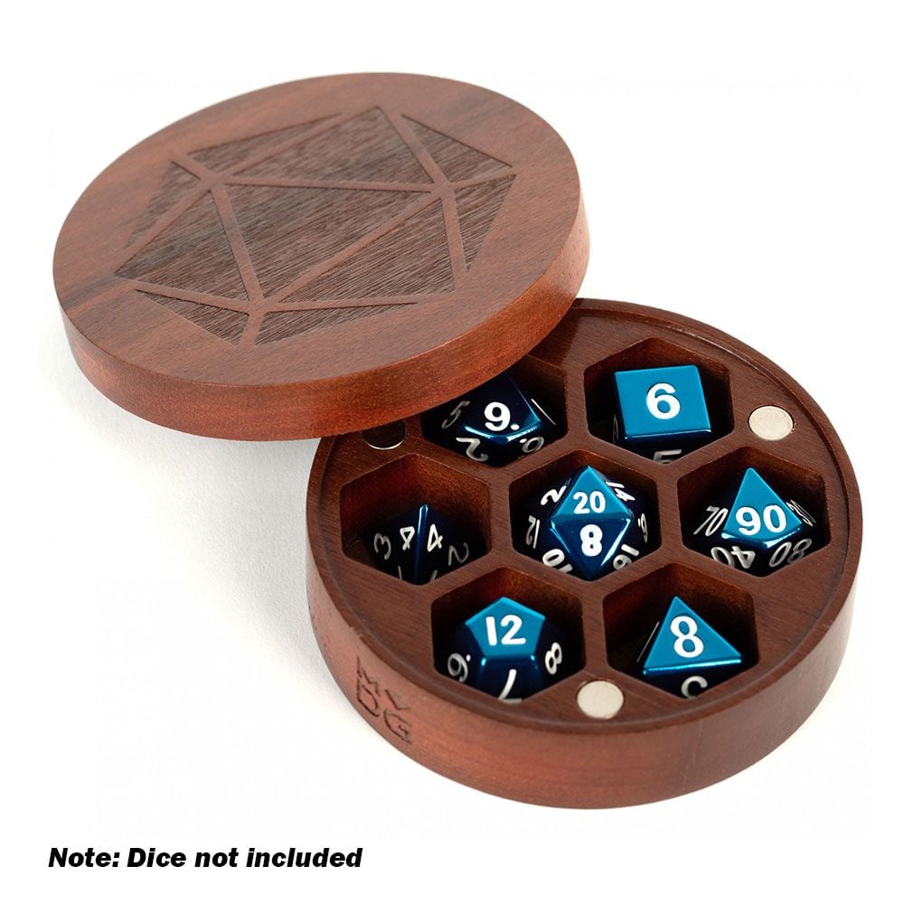 Metallic Dice Games - Premium Wood Round Dice Case Chest - Purple Heart - Good Games