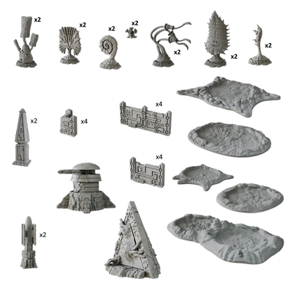 Terrain Crate Death World set, grey plastic sci-fi battlefield terrain pieces