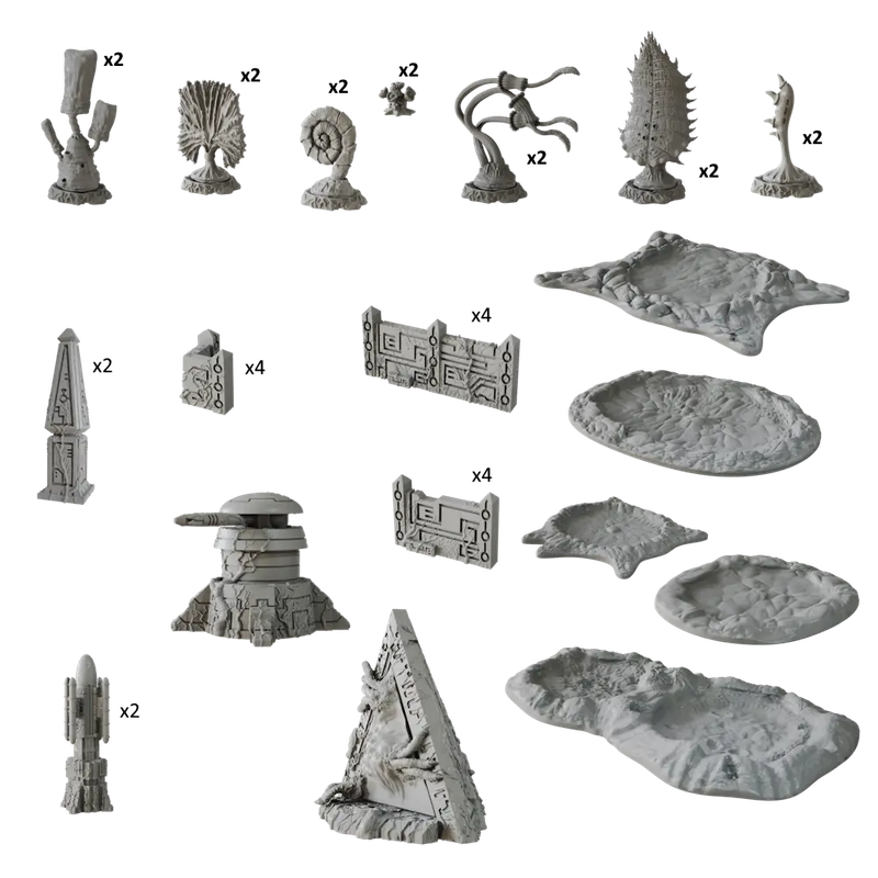 Terrain Crate Death World set, grey plastic sci-fi battlefield terrain pieces