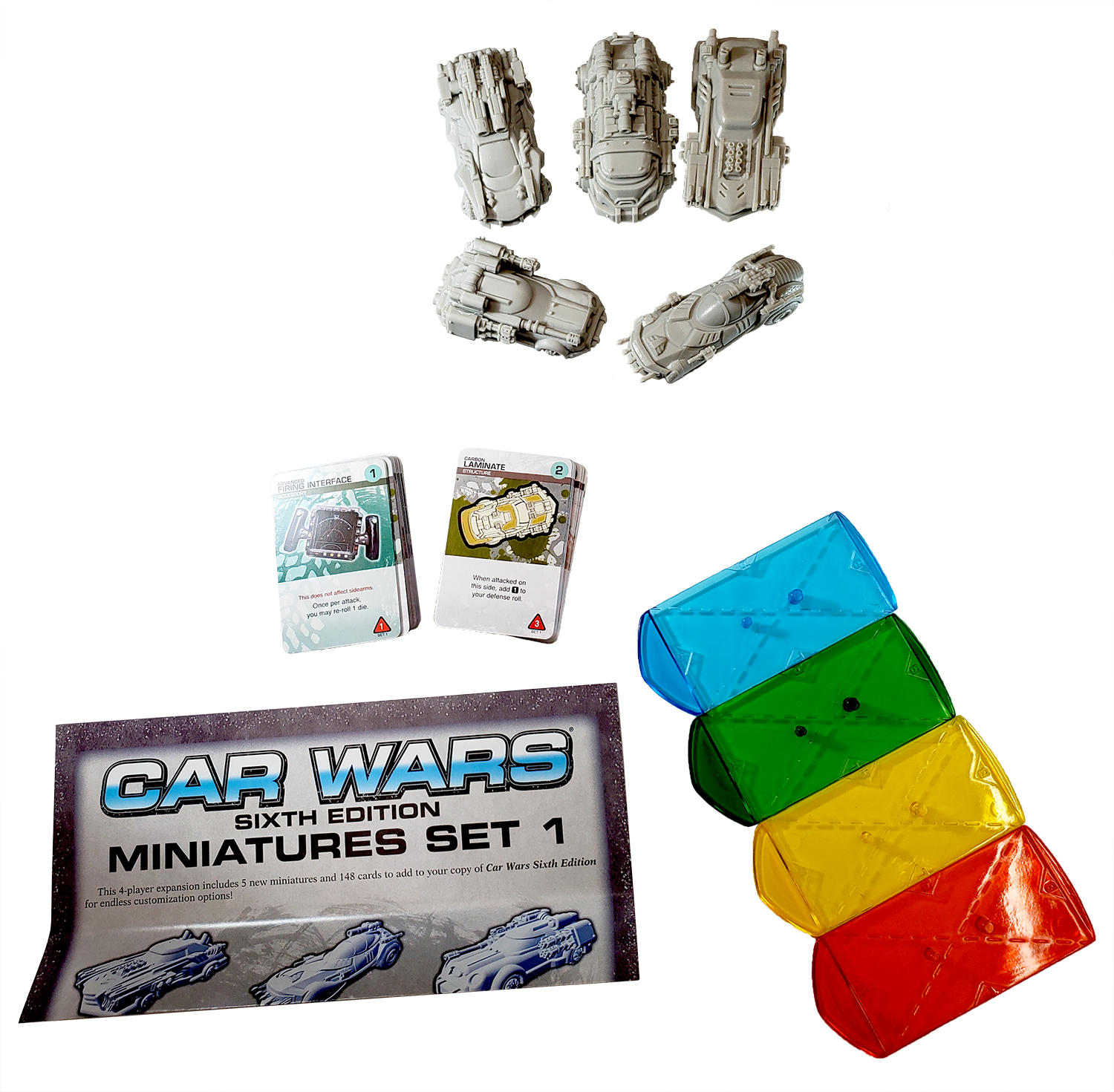 Box contents overview of Car Wars 6th Edition Miniatures Set 1