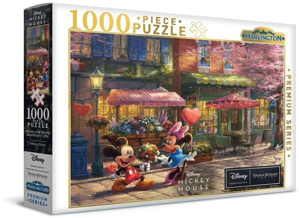 Harlington - Thomas Kinkade - Disney - Mickey and Miney Sweetheart Cafe 1000 Piece Jigsaw - Good Games