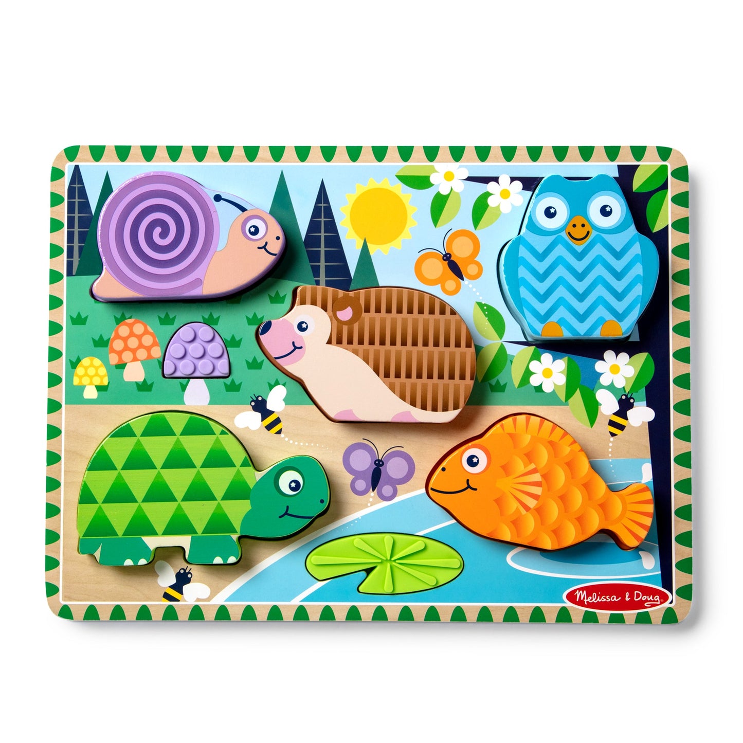 Melissa & Doug - Wooden Touch & Feel Puzzle - Forest Friends