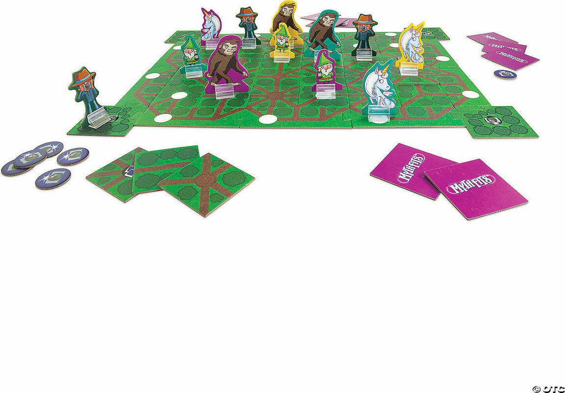 MindWare Mythfits board game with playing pieces, character cutouts, and cards