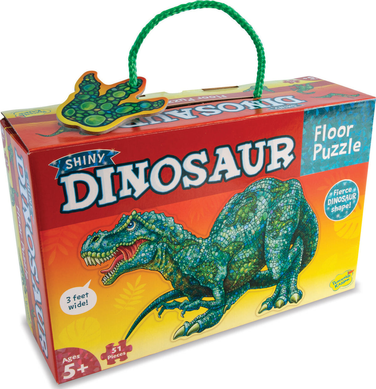 Peaceable Kingdom Dinosaur floor puzzle box with completed image shown