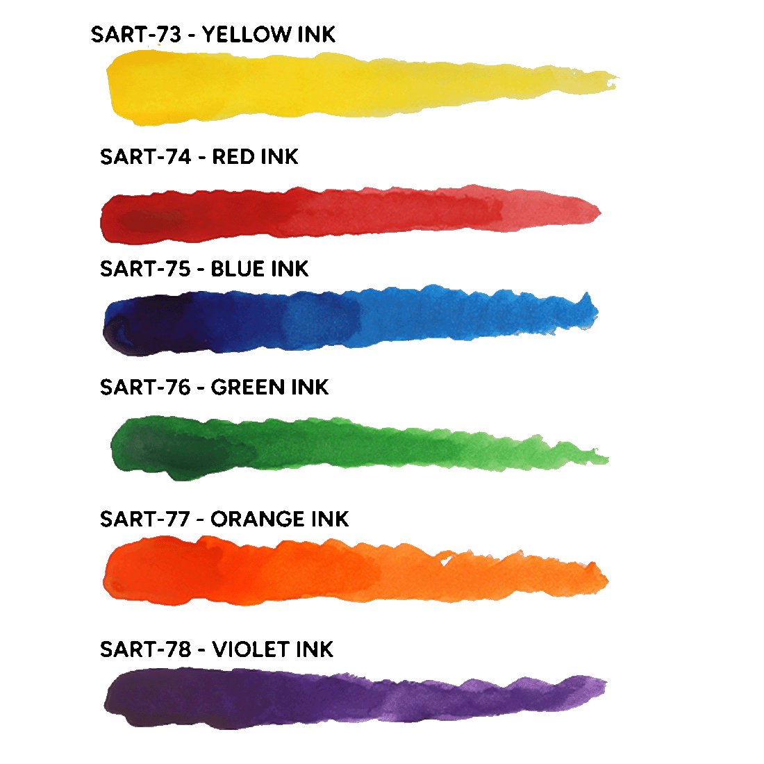 Color swatches from the Scale 75 Scalecolor Artist Heavy Body Paint Monster's Ink set, showing vivid yellow, red, blue, green, orange, and violet ink shades