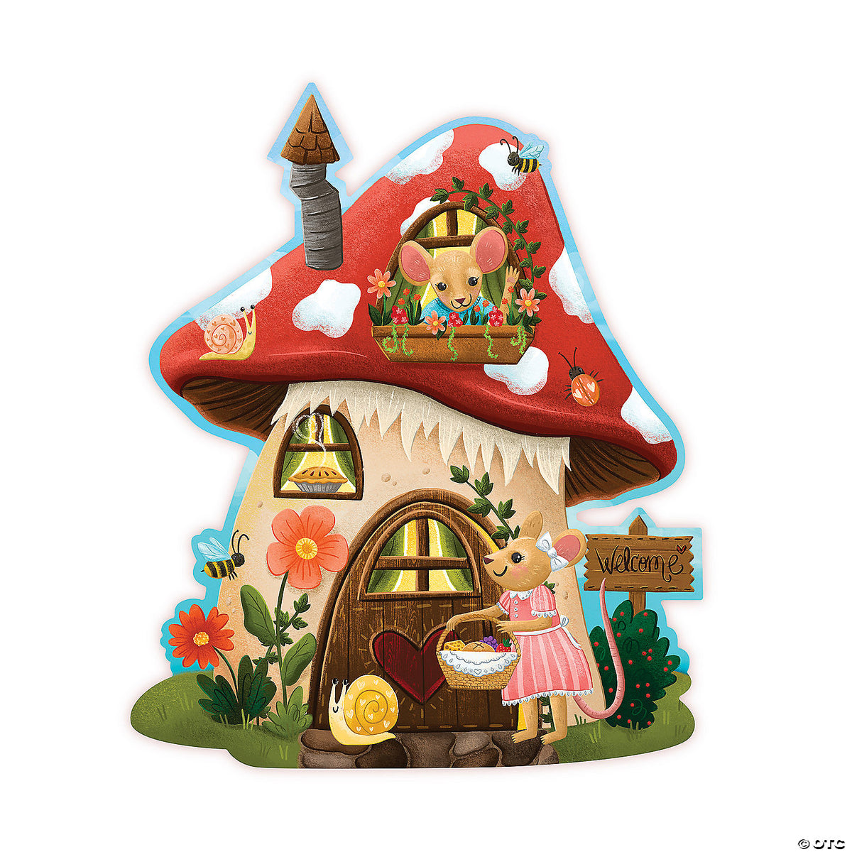 Completed 41-piece Mouse House floor puzzle with detailed room scenes