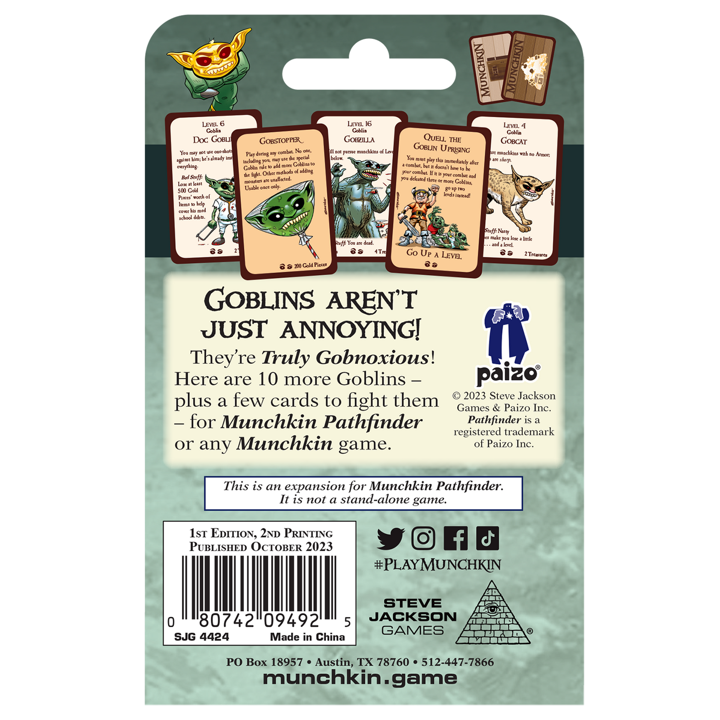 Steve Jackson Games Munchkin Pathfinder: Truly Gobnoxious Card Game - Good Games