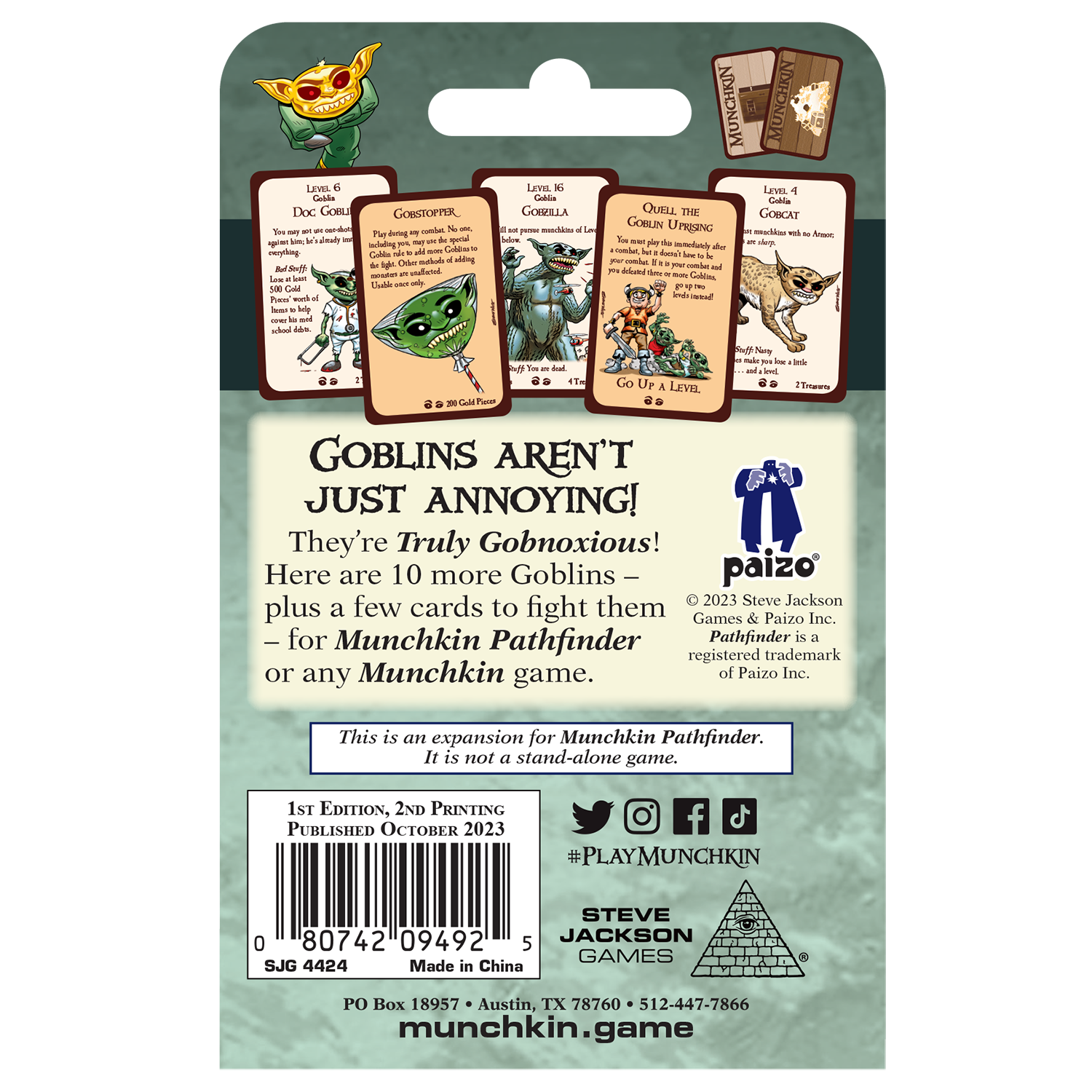 Steve Jackson Games Munchkin Pathfinder: Truly Gobnoxious Card Game - Good Games
