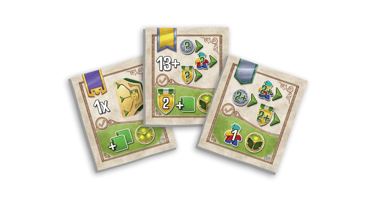 New Contracts Promo cards laid out on a game board, featuring detailed contract objectives, colorful icons, and thematic artwork that integrates seamlessly with the base game