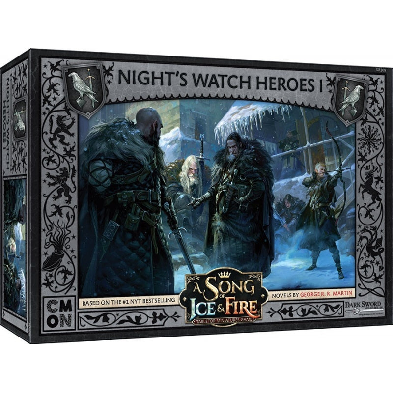 A Song of Ice & Fire: Night's Watch Heroes I game box with fur-clad men in a snowy, icy landscape