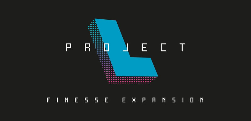 Project L Finesse Expansion logo featuring a blue and purple 3D pixelated letter L on a black background