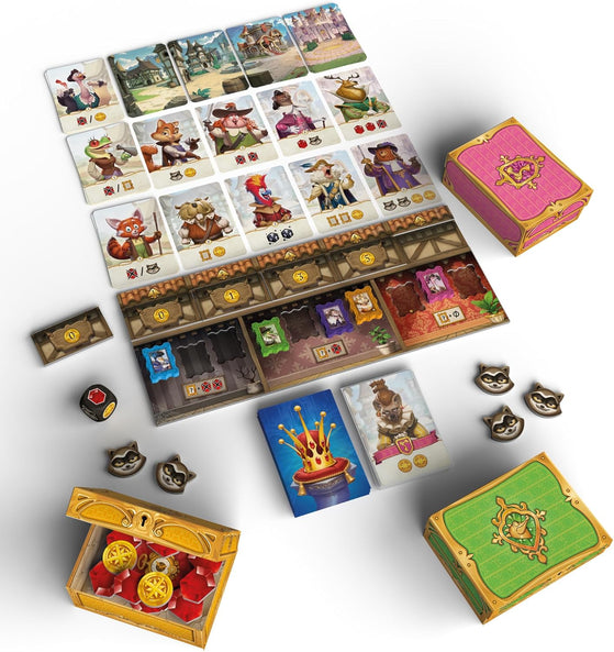 For a Crown strategy board game set including cards tokens dice board and treasure chest boxes
