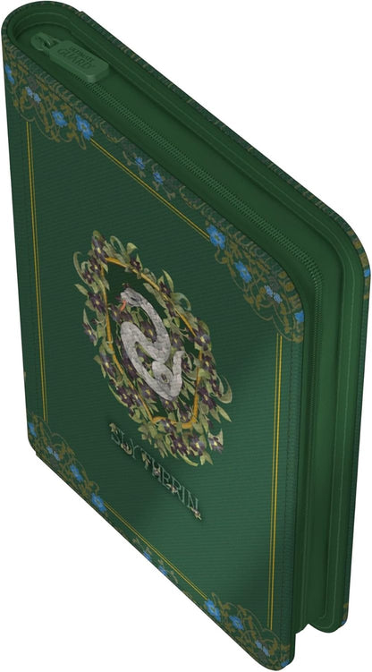 Green Ultimate Guard Zipfolio 160 featuring the Harry Potter Slytherin snake logo and ornate gold and blue floral trim on the cover