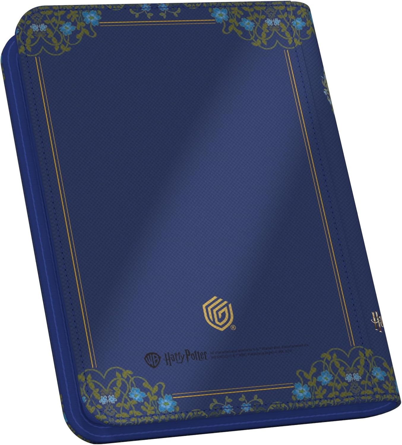 Ultimate Guard Harry Potter Ravenclaw XenoSkin Zipfolio 160 is deep blue with decorative gold borders and blue flower accents