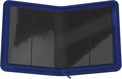 Ultimate Guard's blue Ravenclaw Zipfolio is open, showing the glossy black pocket pages used to store 160 trading cards
