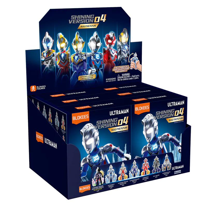 Blokees Figures - Ultraman (Luminous Eyes & Chest) 71218 - Shining Version 04 - Build The Future - 6 In 1 Blind Box Display