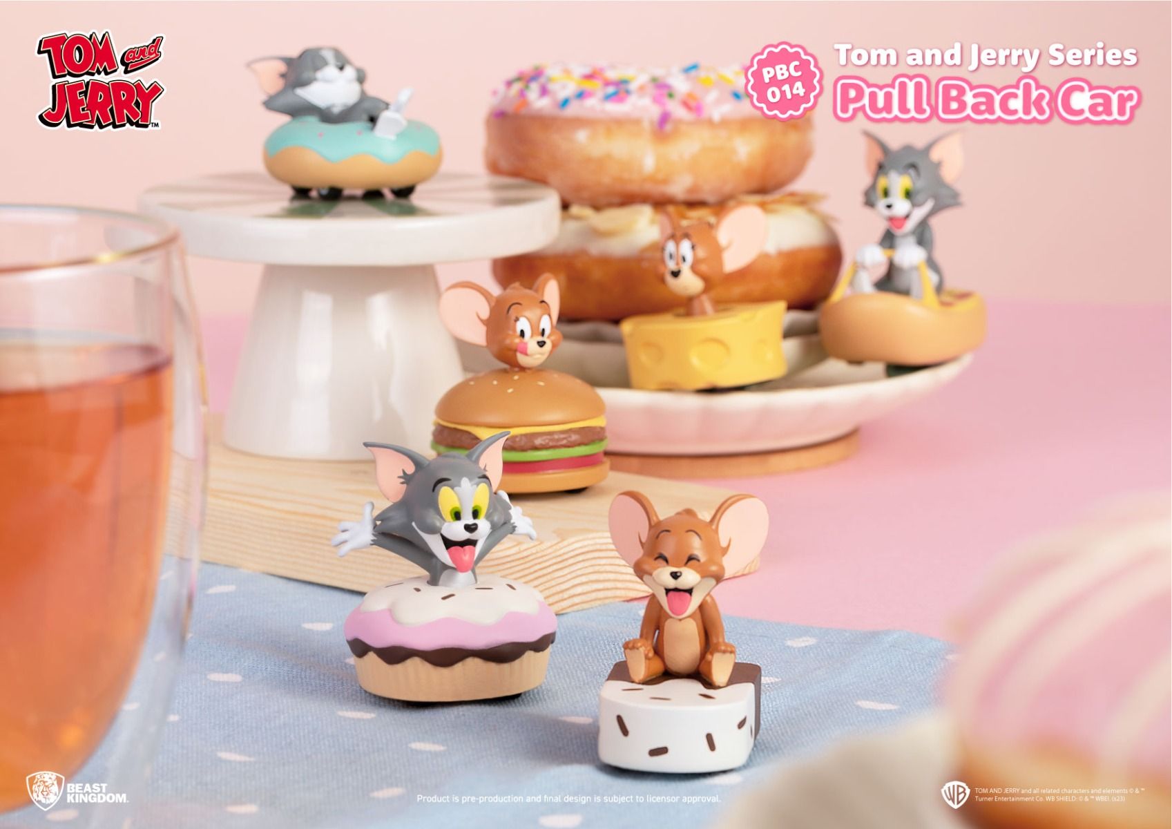 Rear view of the same figure set showing character-car combinations