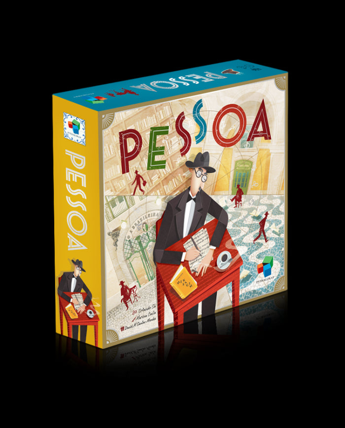 Back of the Pesso game box showing an overview of components, thematic description, and visual highlights of gameplay mechanics
