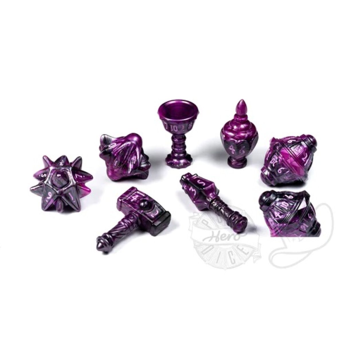 PolyHero Dice - Cleric 8 Dice Set Vile Violet - Good Games