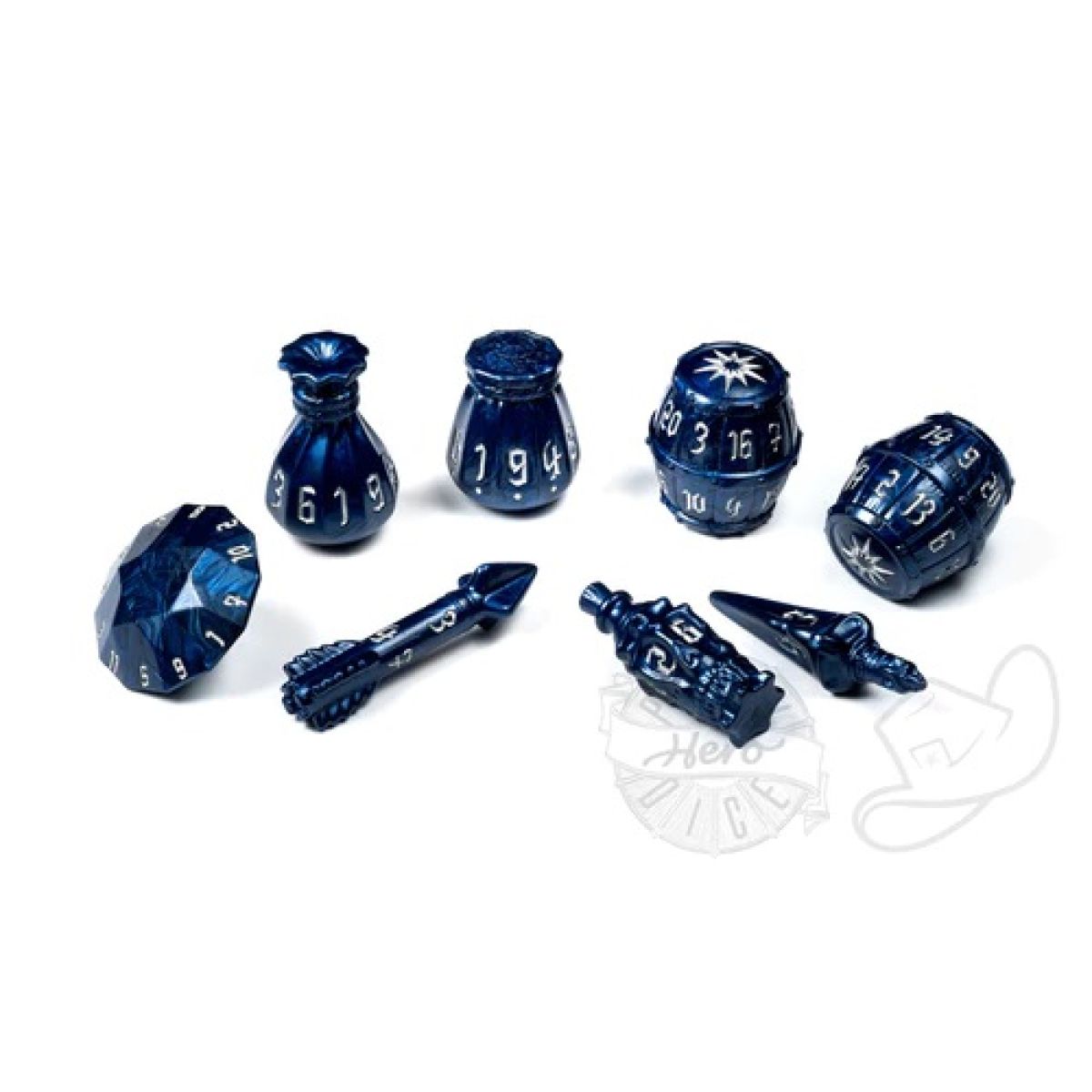 PolyHero Dice - Rogue 8 Dice Set Midnight Blue - Good Games