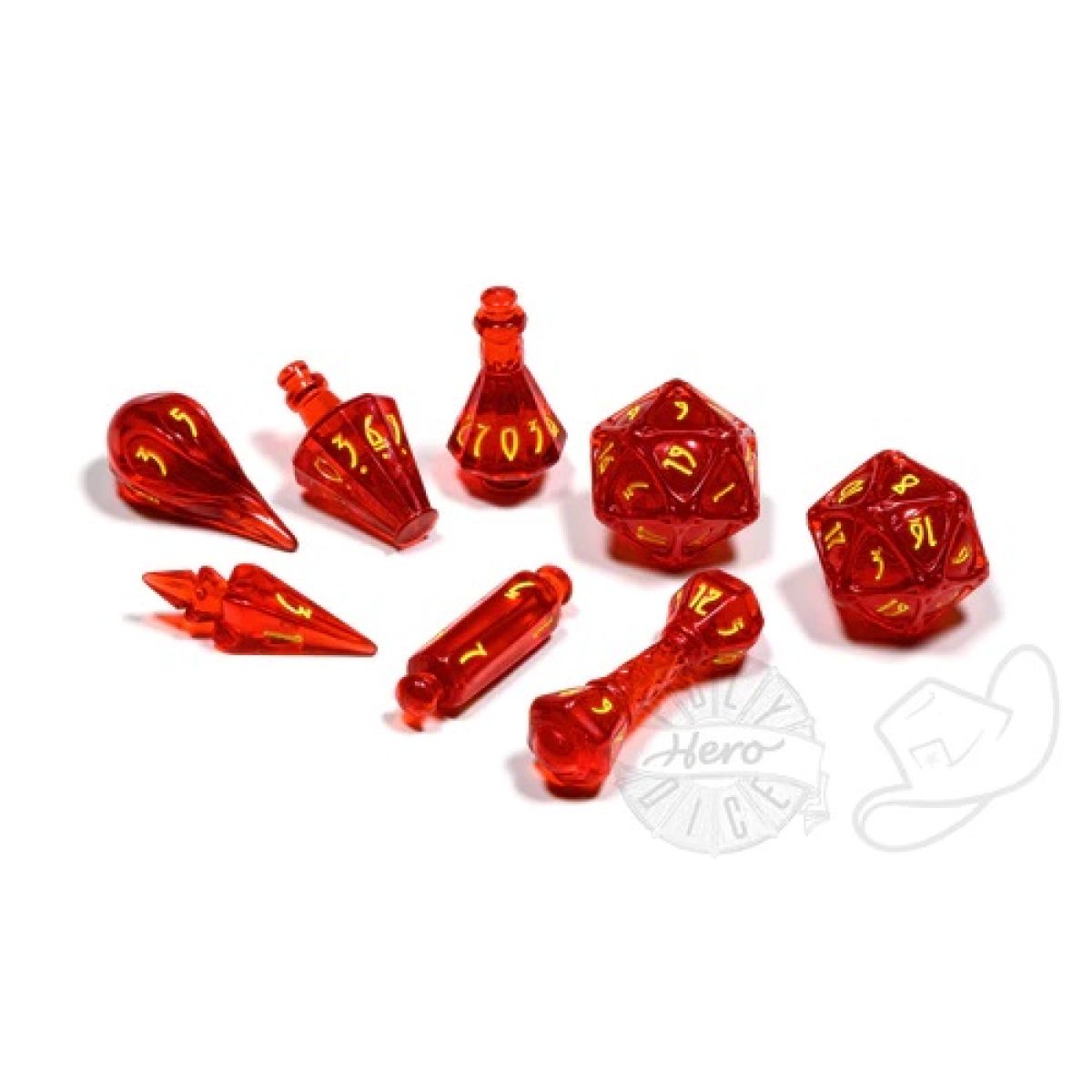 PolyHero Dice - Wizard 8 Dice Set Dragonfire - Good Games