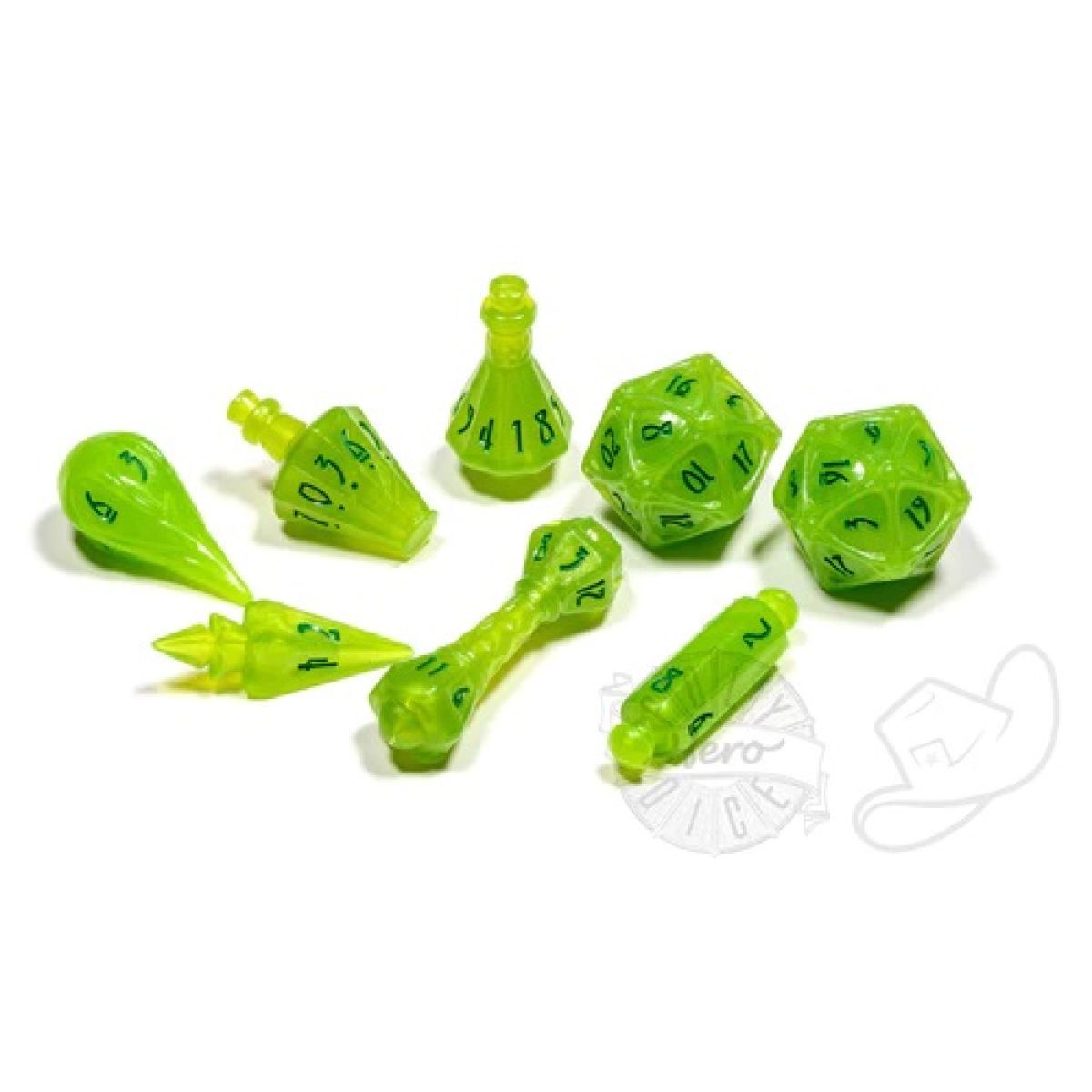 PolyHero Dice - Wizard 8 Dice Set Acid Splash - Good Games