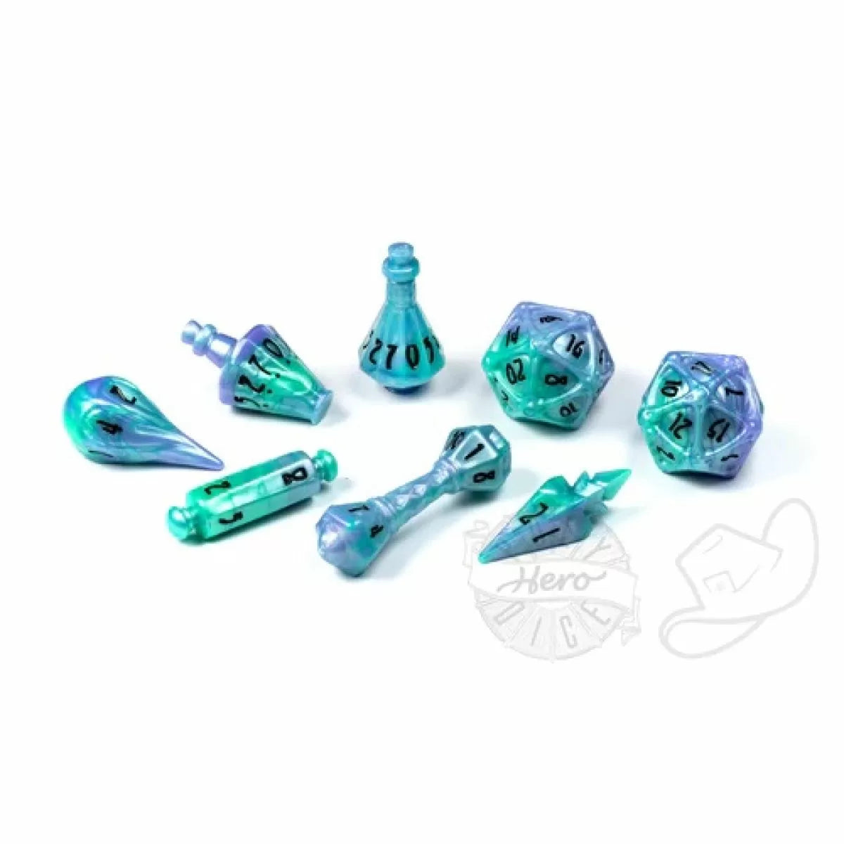 Polyhero Dice - Wizard 8 Dice Set Aether Mist - Good Games