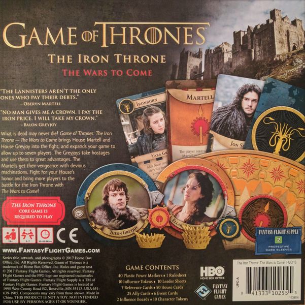 The Iron Throne The Wars To Come Expansion