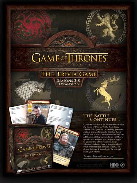 HBO Game of Thrones Trivia Game Season 5-8