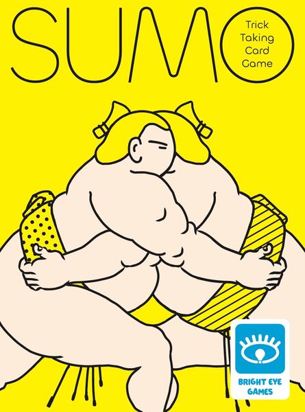 Bright yellow 'Sumo' card game cover showing two cartoon sumo wrestlers grappling.