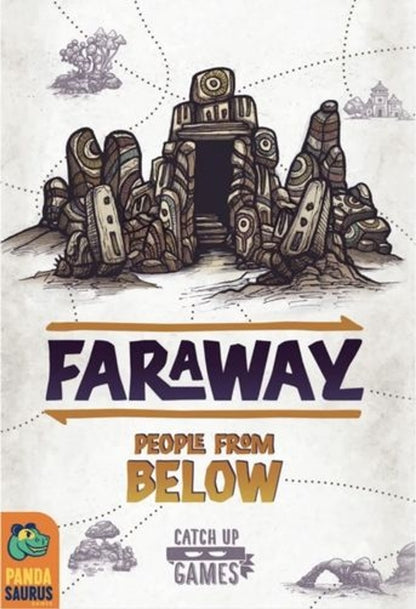 Game cover for Faraway: People from Below, featuring an ornate stone ruin entrance and dotted exploration paths