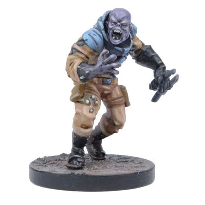Painted miniature of a grotesque purple humanoid in tan uniform, screaming with outstretched arms