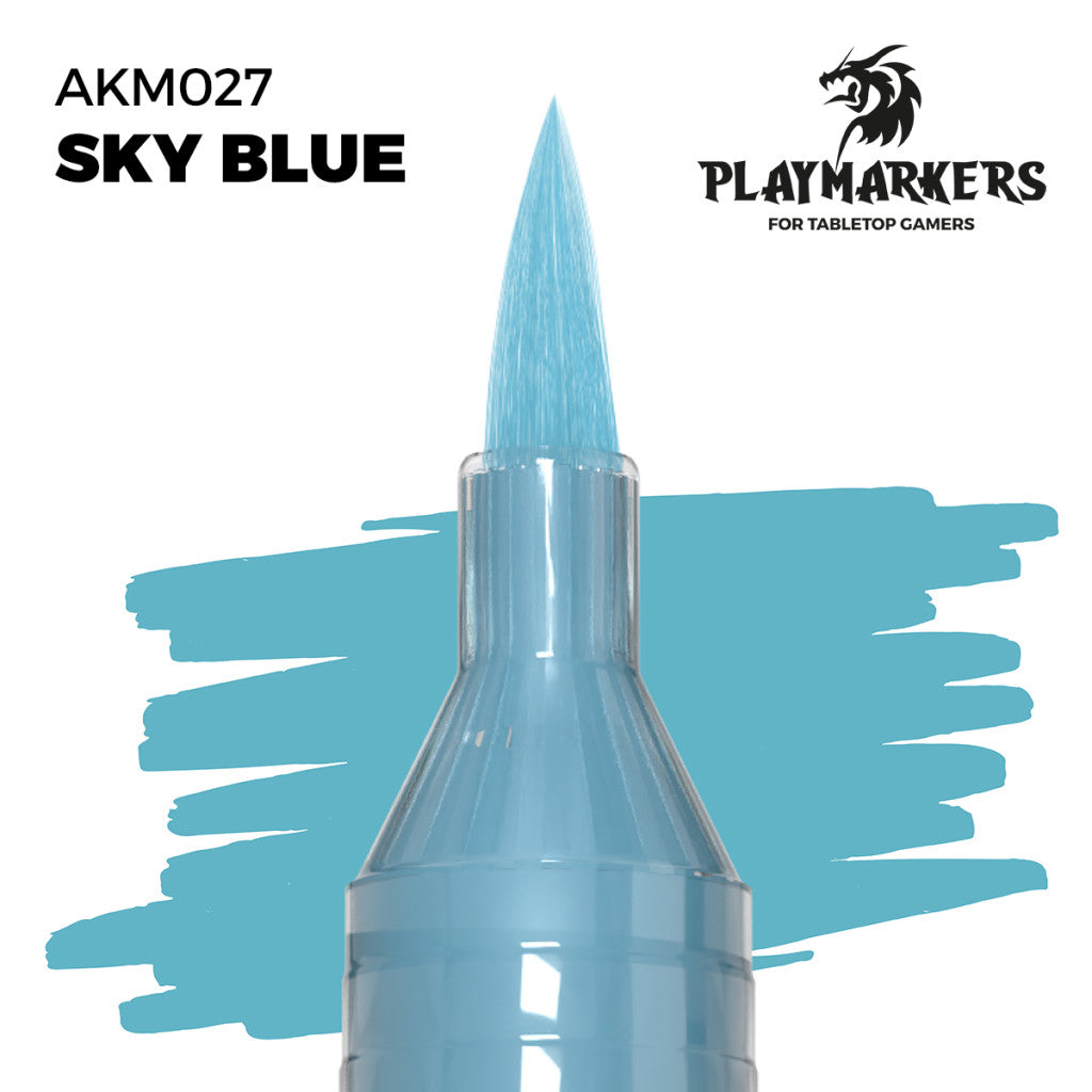 Sky Blue marker tip and paint swatch, Playmakers hobby paint for tabletop gamers