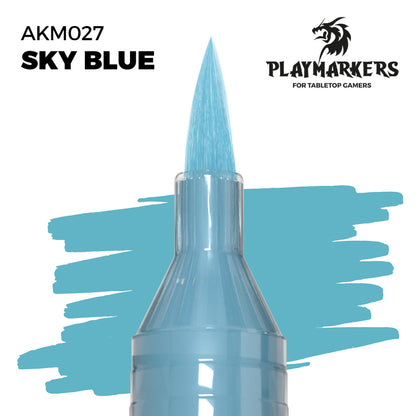 Sky Blue marker tip and paint swatch, Playmakers hobby paint for tabletop gamers