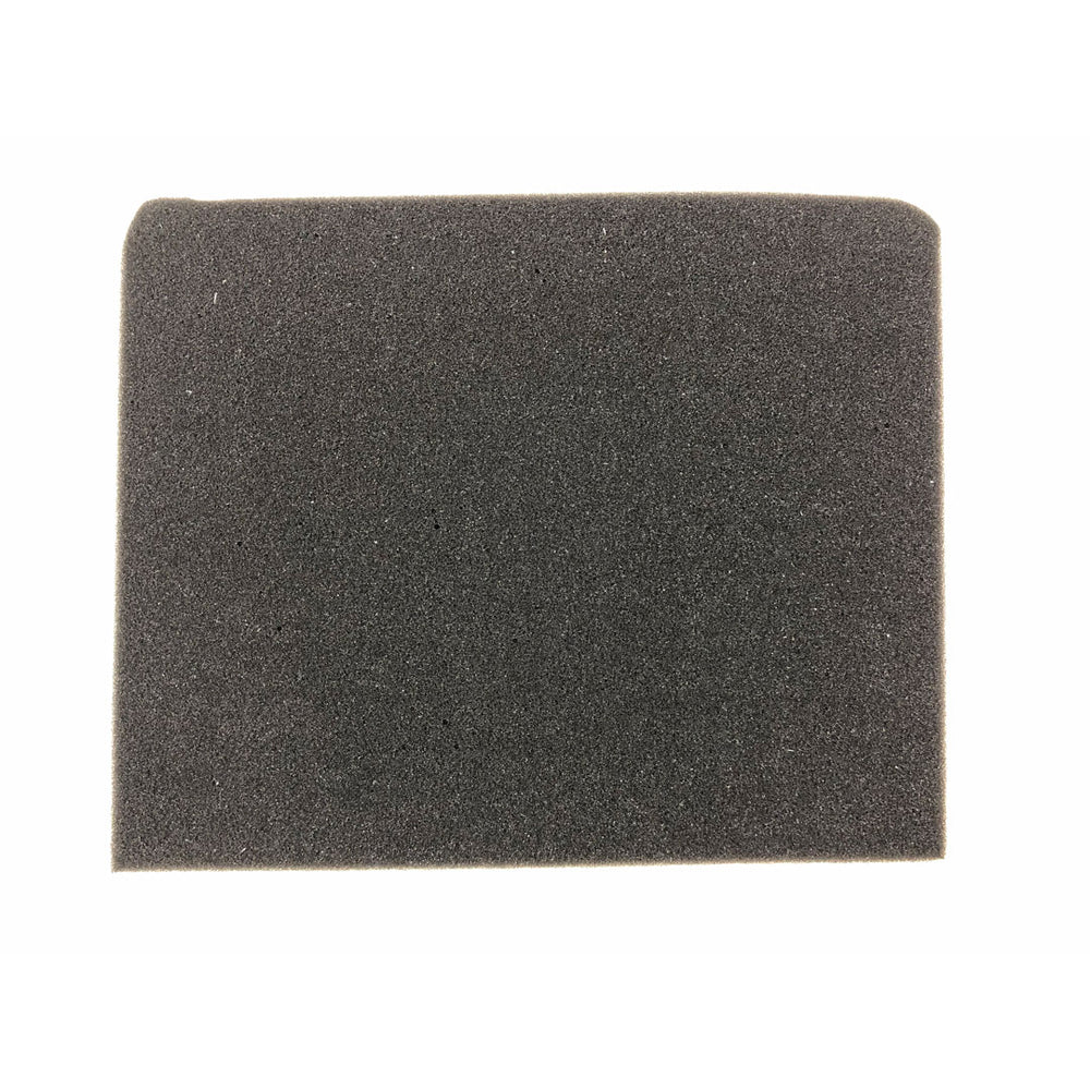 Dark gray foam pad with rounded corners on a white background.