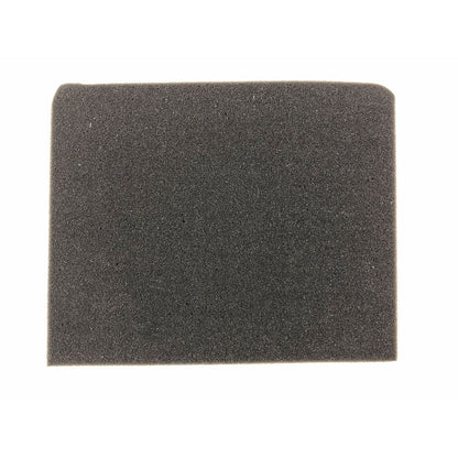 Dark gray foam pad with rounded corners on a white background.