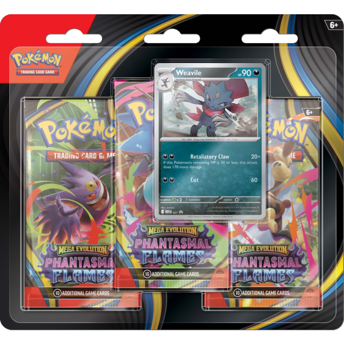 Pokémon TCG Phantasmal Flames Three Booster Blister - Weavile (Preorder)