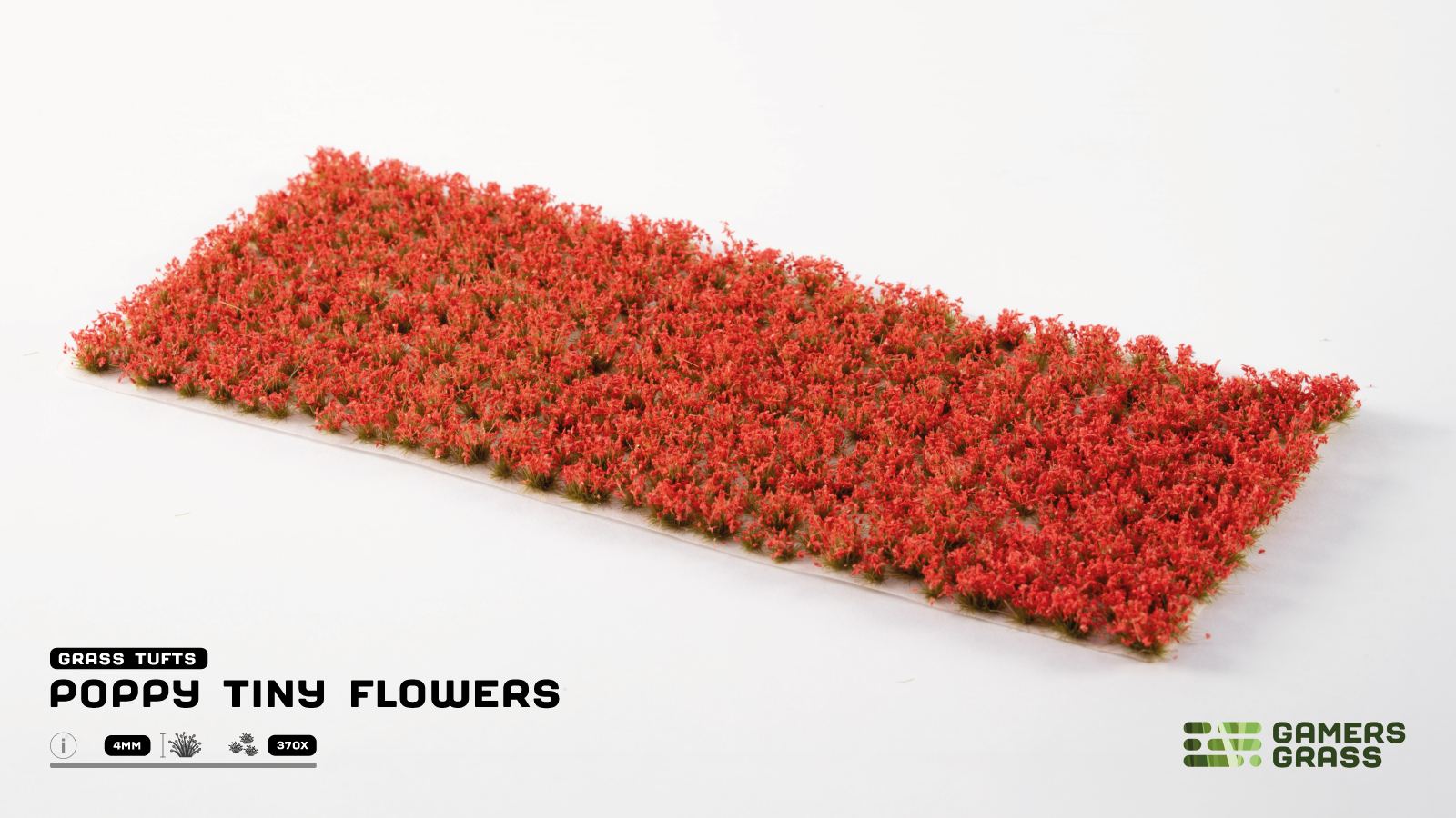 Miniature scenery sheet of 4mm red poppy flower grass tufts