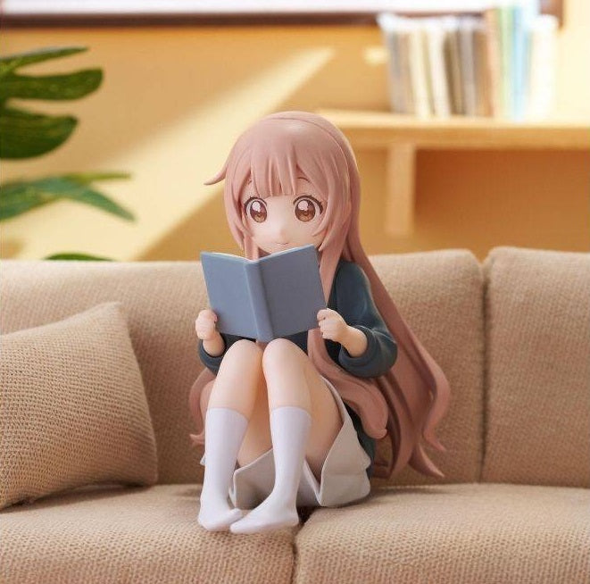 Rear view of Hanako highlighting hair bow and back of seated pose