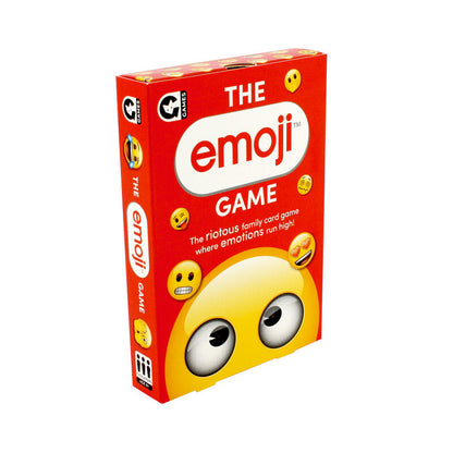 The Emoji Game family card game in red box with emoji faces