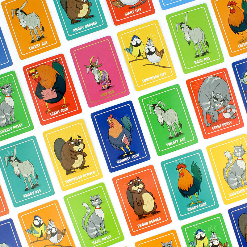 Giant Beaver! Tiny Ass! game allinged cards in rows