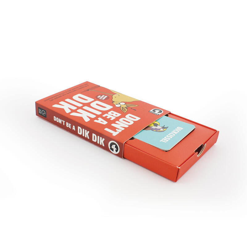 Don&#39;t Be a Dik Dik game box angled view showing open packaging design