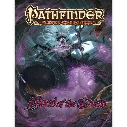 A white-haired sorceress with pointed ears summons purple -  screaming spirits from a cauldron -  a fox overhead