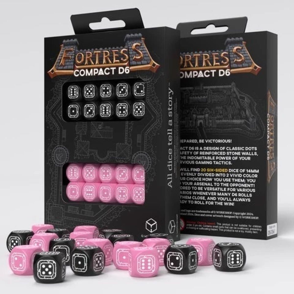 Q Workshop - Fortress Compact - Black &amp; Pink D6 Set