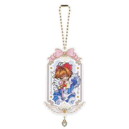Cardcaptor Sakura 25th anniversary acrylic keychain featuring Sakura in a blue dress with staff
