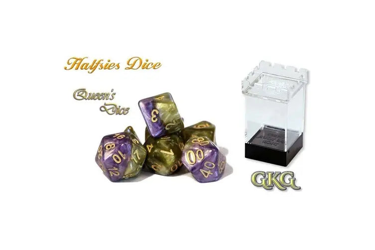 Halfsies Dice Queens Dice with Upgraded Dice Case - Good Games