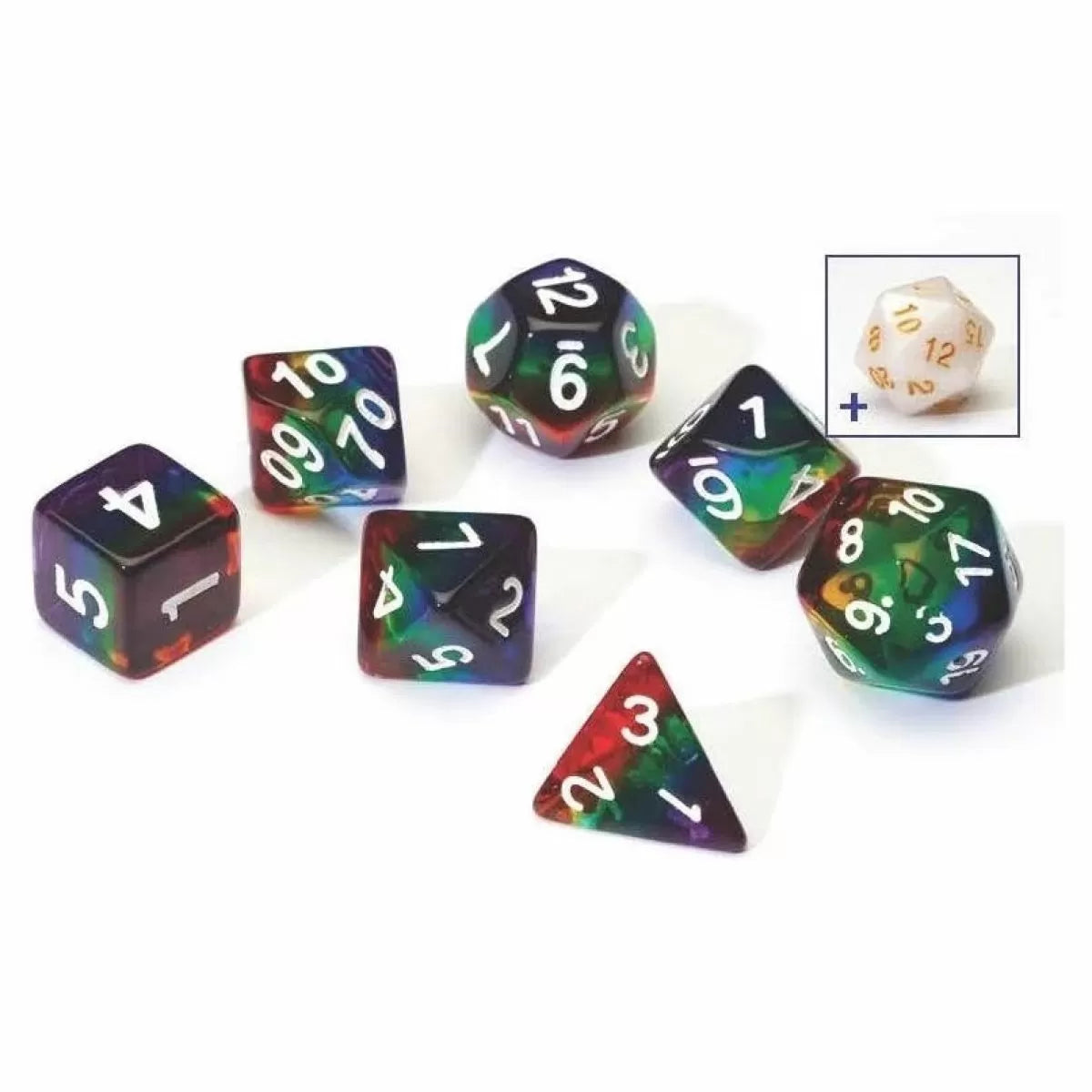 Sirius Dice Rainbow Transparent Layered Resin Dice Set 7 - Good Games