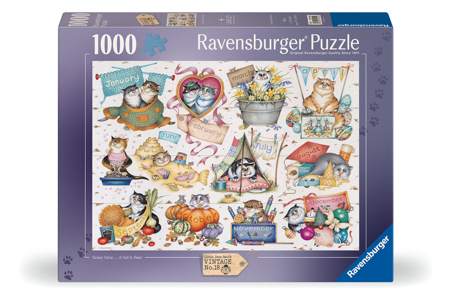 Ravensburger Crazy Cats Cats Calendar Puzzle 1000 Pieces