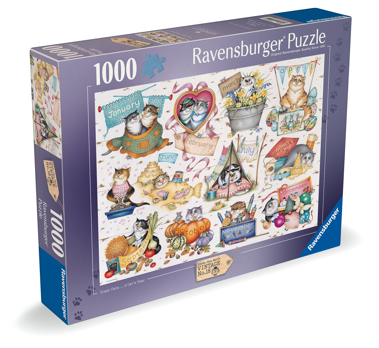 Ravensburger Crazy Cats Cats Calendar Puzzle 1000 Pieces